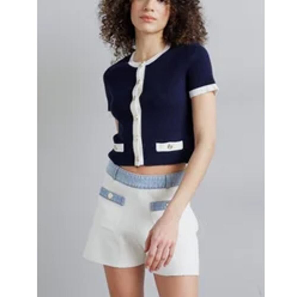 Maje Women's Marine Ecru Mirollsy Cardigan Top Size 3 Large - Picture 8 of 9